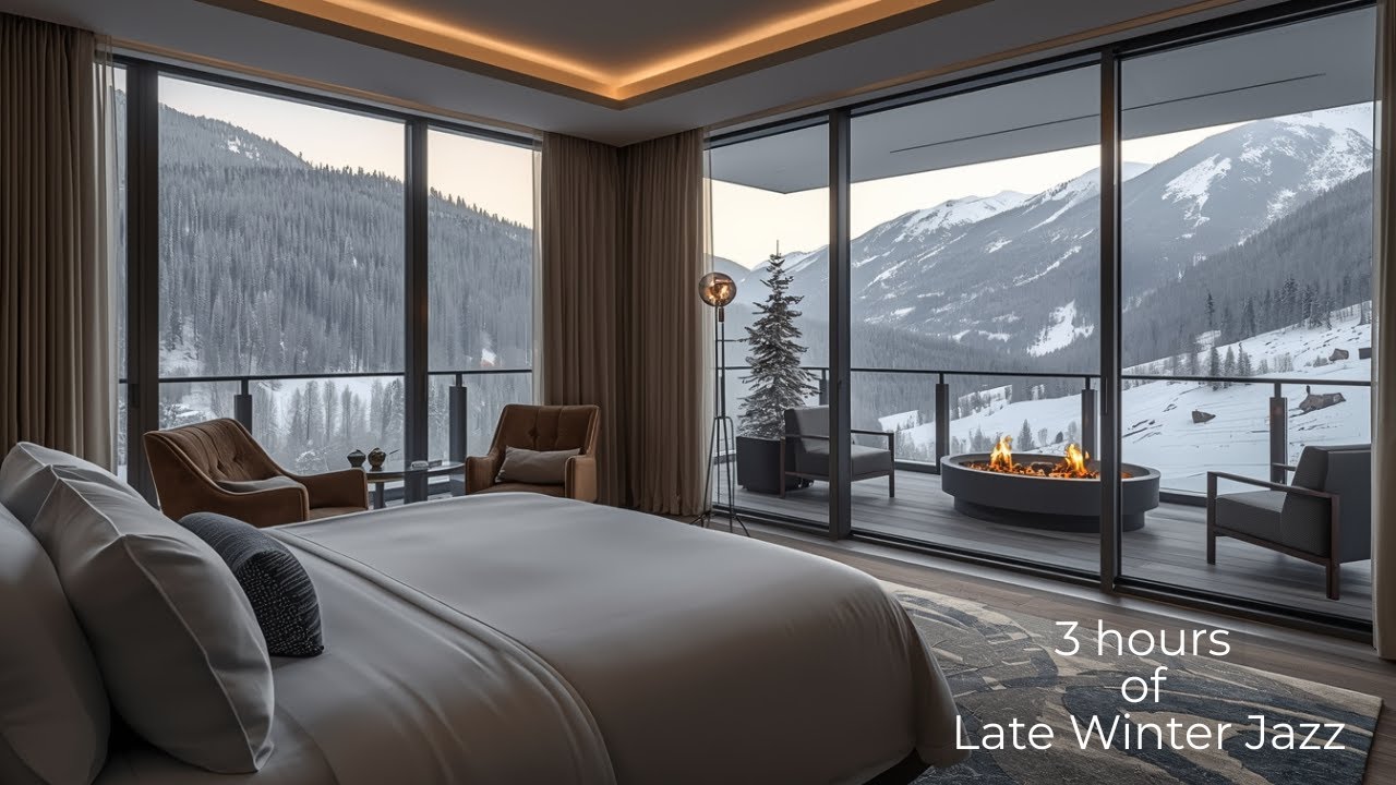 Morning Jazz in Late Winter ☕ Luxury Hotel Suite with Mountain View | 3 Hours Peaceful Wake-Up Music
