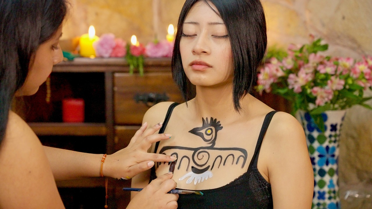 Gentle ASMR Whispering Relaxation Massage with Body Painting and Energy Cleansing