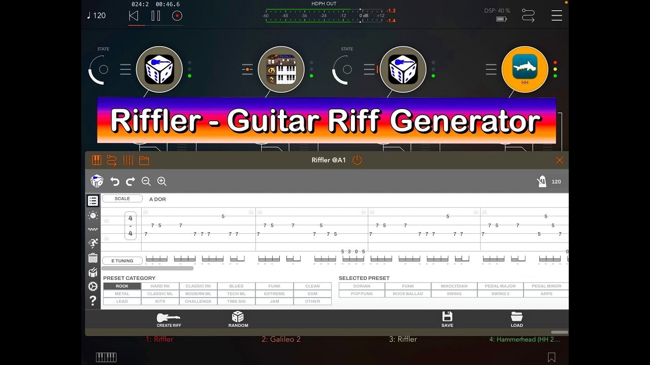 RIFFLER - Guitar Riff Generator - Now AUv3 - Tutorial & Demo for the iPad