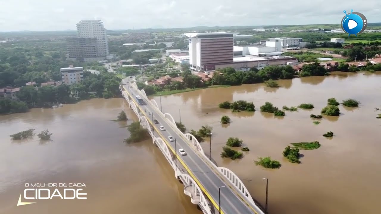 Cheia no Rio Acaraú em Sobral - Imagem Aérea com Drone