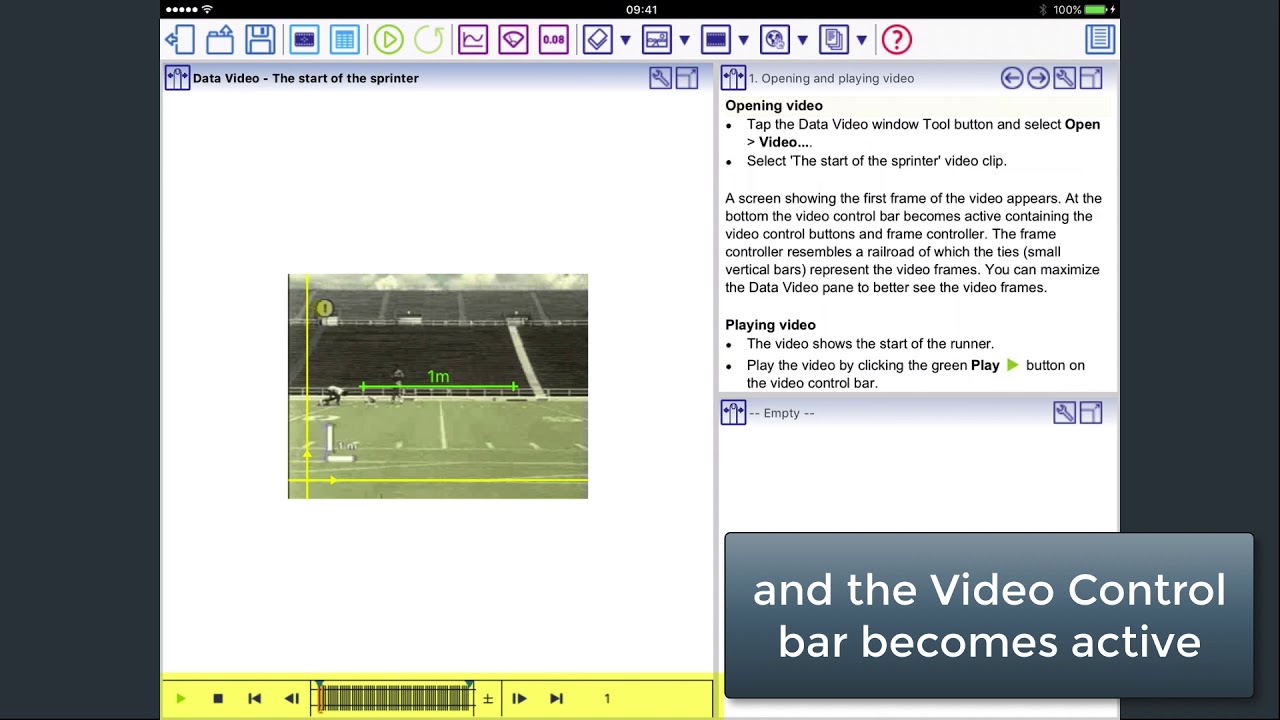 Coach 7 for Tablets: Opening and playing a video the Data Video window