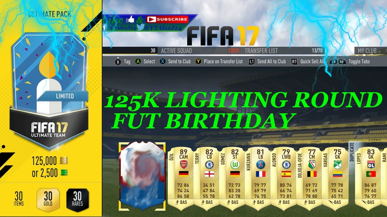 FIFA 17 - 125K LIGHTING ROUNDS PACKS - FUT BIRTHDAY