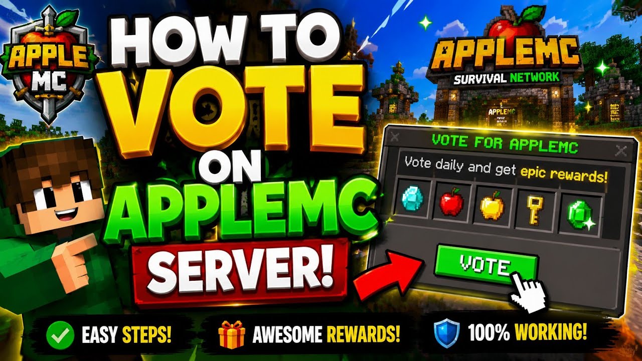 How to Vote on AppleMC Server (2026) 🍎 | Get FREE Vote Rewards in Minecraft PE!