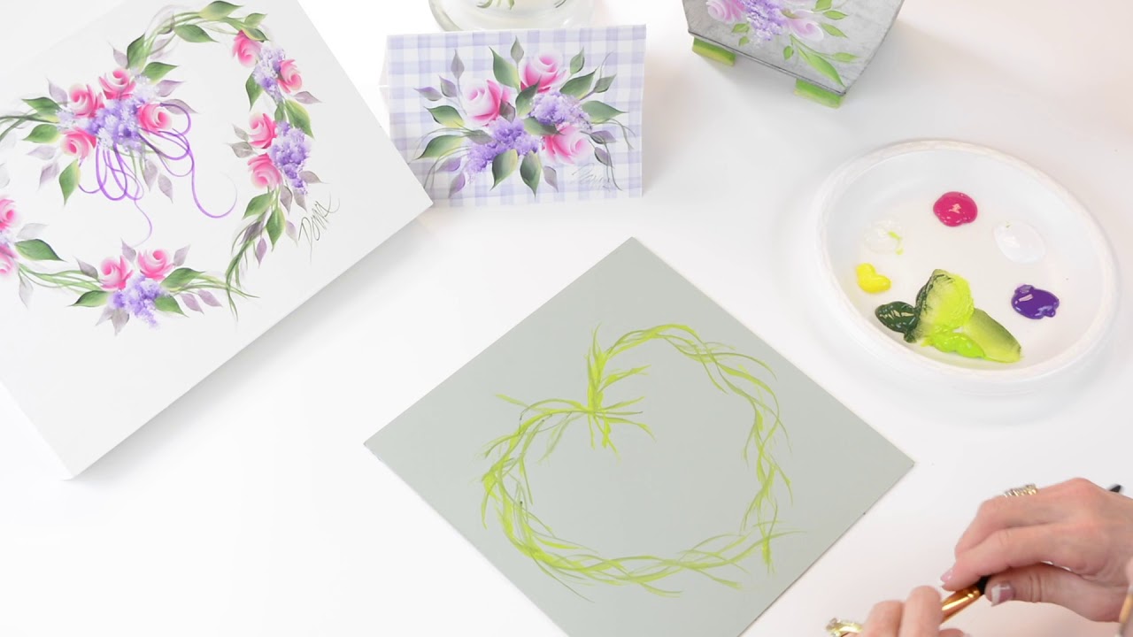 Learn to Paint - Rose Bud Heart Wreath Part 1 | Donna Dewberry (2018)