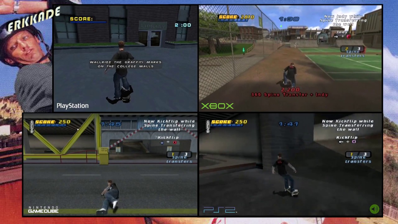 Comparison - Tony Hawk's Pro Skater 4 PS1 vs GC vs XBOX vs PS2