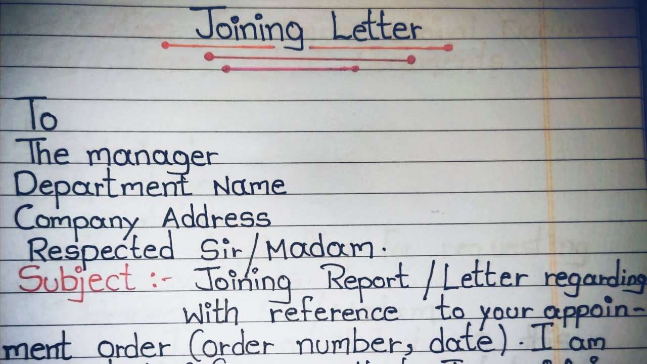 How To Write Joining letter For Job ? || Sample joining letter for a job || write a joining letter