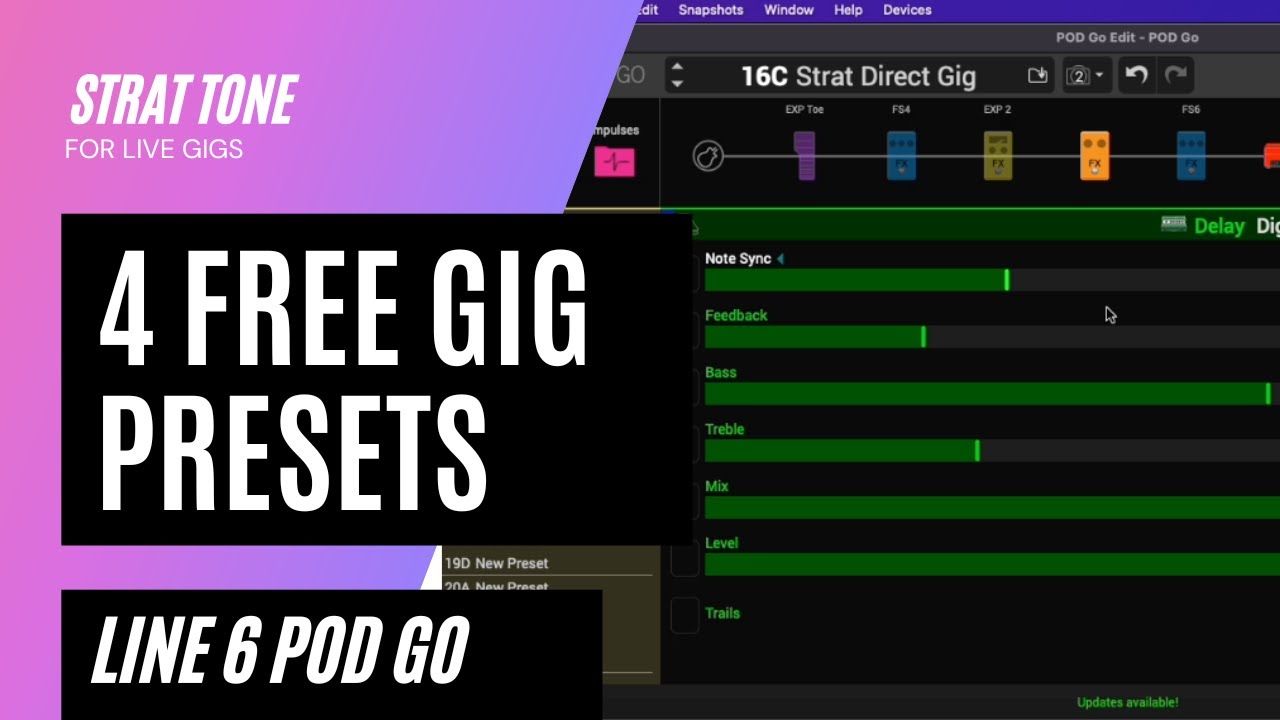 Line6 Pod Go 4 essential giging presets for a strat! Cleans, Drives, High Gains, Solos
