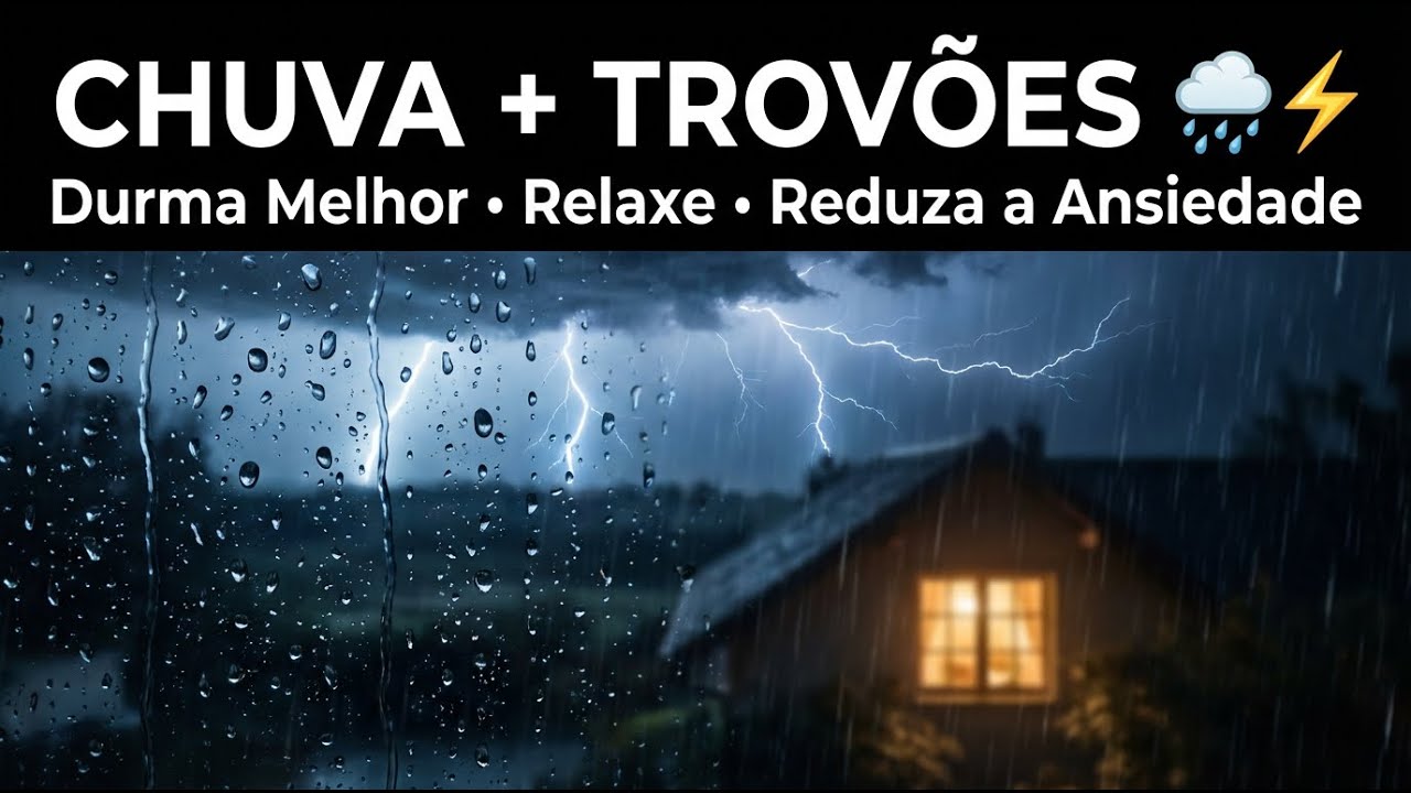 🌧️ CHUVA FORTE + TROVÕES ⚡ | TELA PRETA | Som Relaxante para Dormir Rápido, Reduzir Ansiedade !