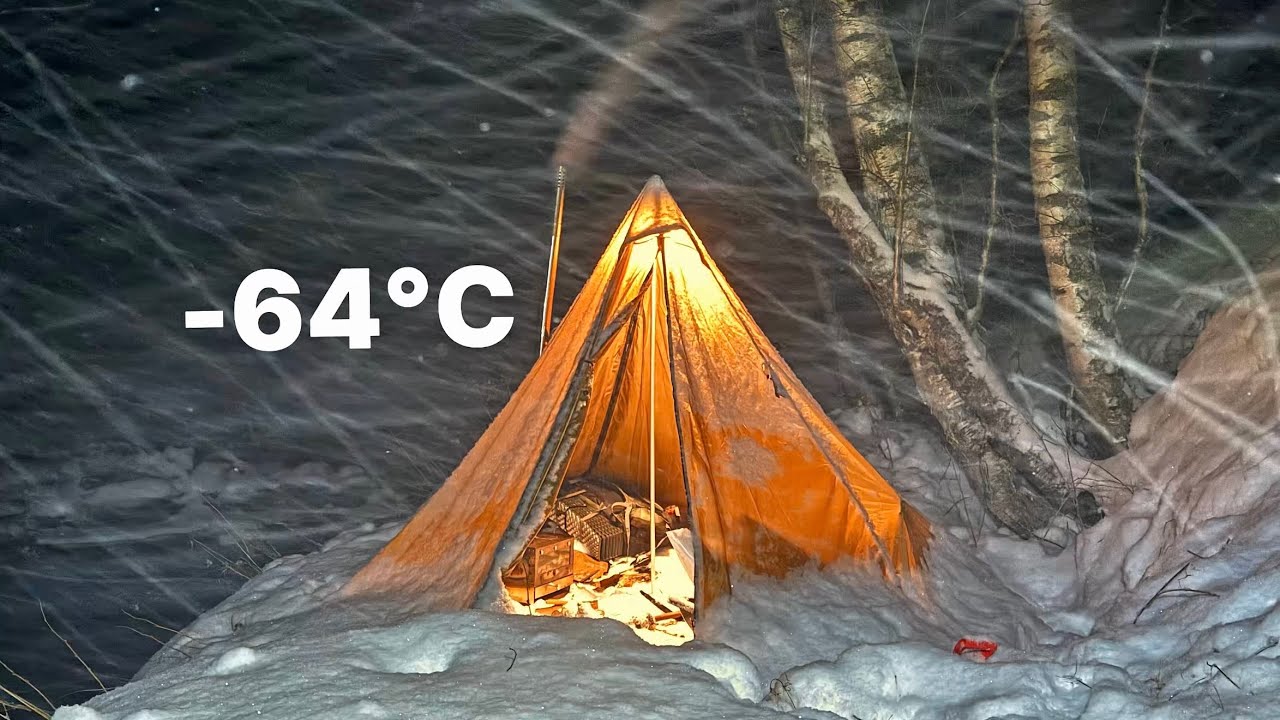 2 Days WINTER CAMPING | HOT TENT Survival in -13&deg;C Snow