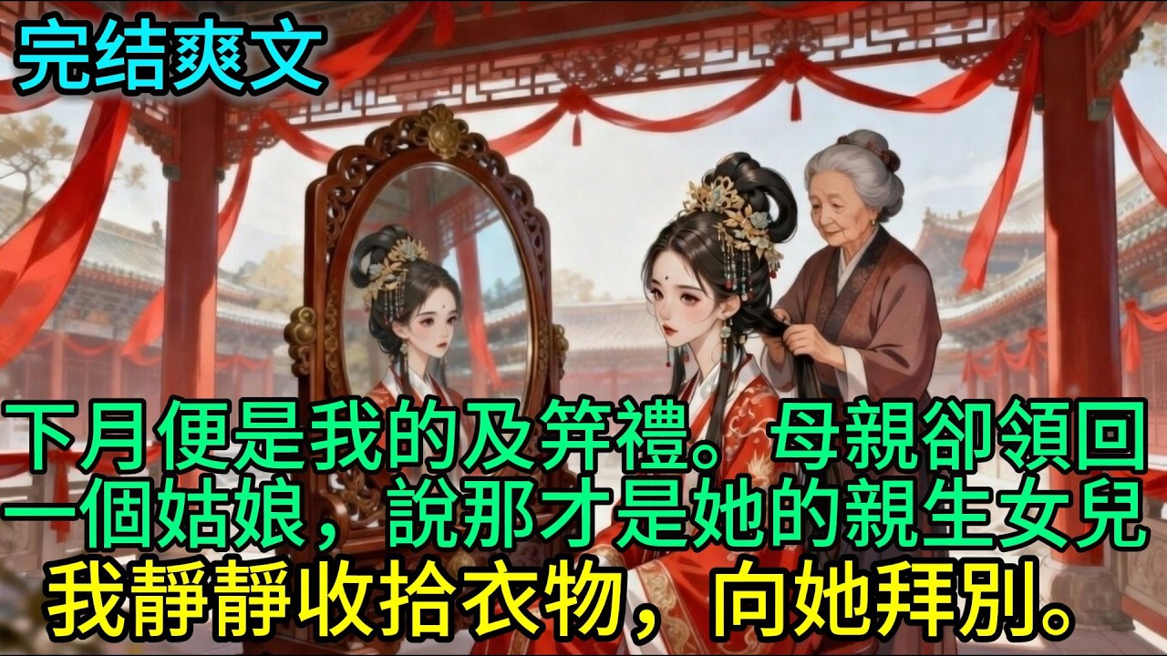 下月便是我的及笄禮。母親卻領回一個姑娘，說那才是她的親生女兒。我靜靜收拾衣物，向她拜別。#古言 #小说