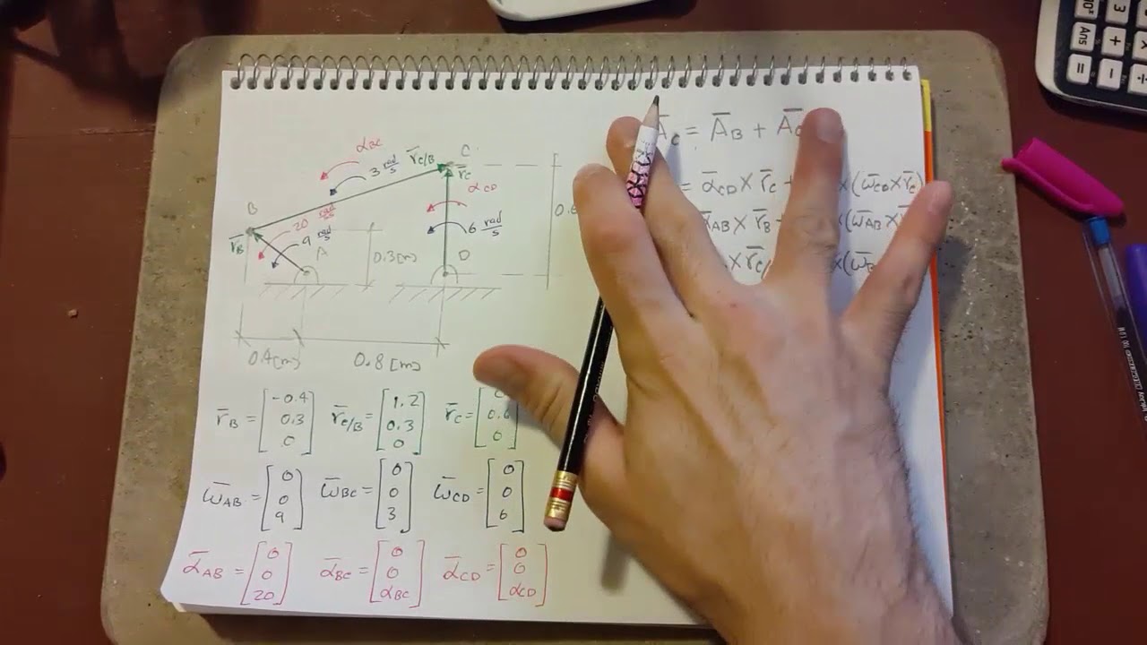 Aceleraciones Absoluta y Relativa (Mecanismo 4 Barras)