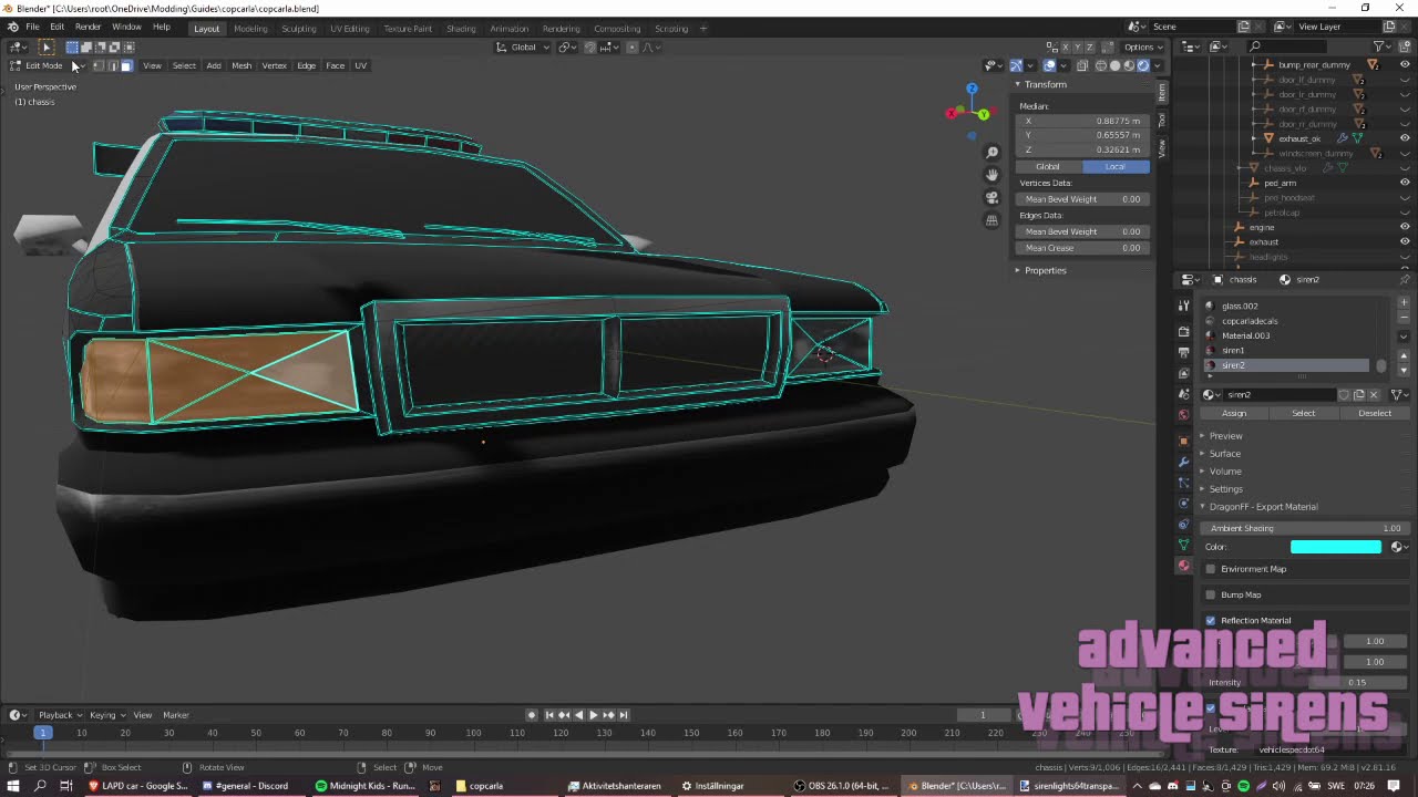 Adapting a model for Advanced Vehicle Sirens