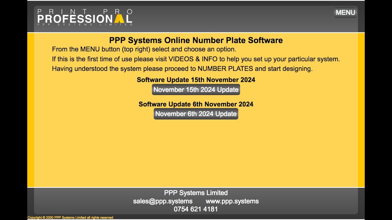 Update to PPP OSU online number plate software
