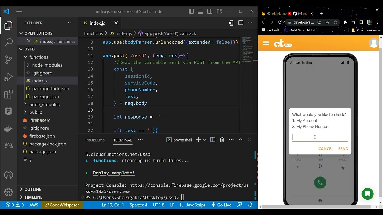 USSD Application with Firebase Cloud functions