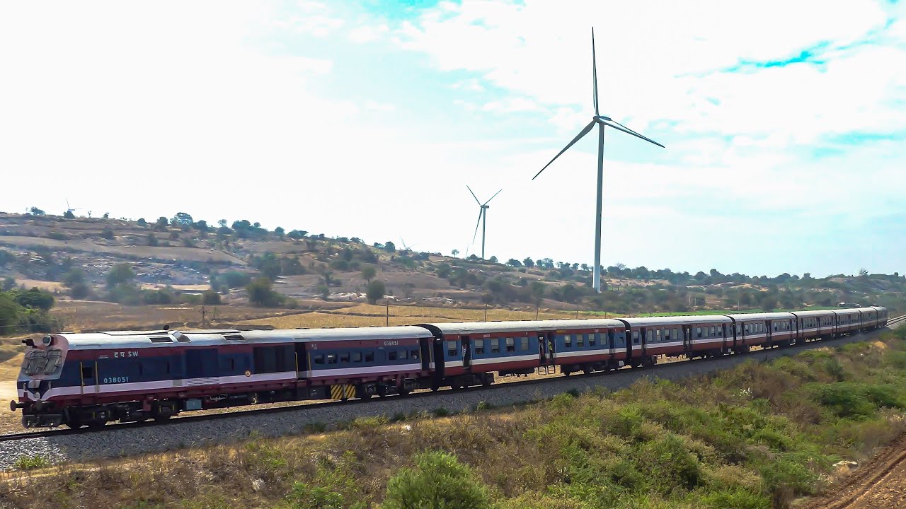DEMU TRAIN and WIND MILLS !! BALLARI DAVANAGERE DEMU Special Departs | Indian Railways