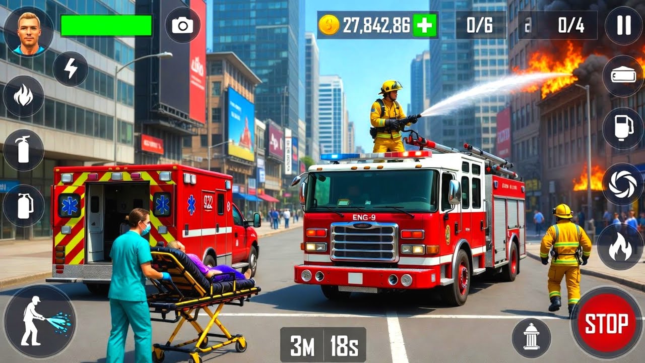 Fire Truck City Rescue Simulator - 911 US Emergency Mega Save Android Gameplay 🎮