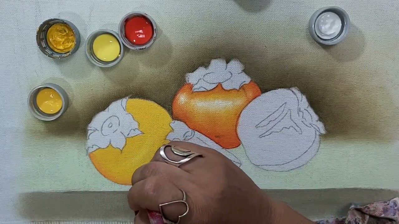 COMO PINTAR CAQUI E PEDAÇOS  PARA INICIANTES