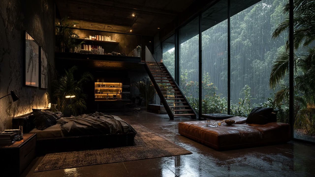Heavy Rain Sleep Sounds 🌧️ Cozy Cabin with Warm Hanging Light Ambience