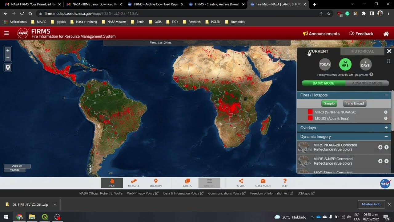 FIRMS/NASA - Obtener datos de incendios para trabajarlos en QGIS