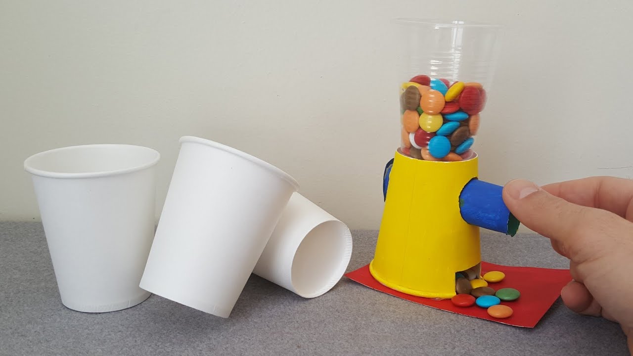 How To Make Candy Dispenser From Paper Cup Craft | Paper Craft  Ideas | DIY