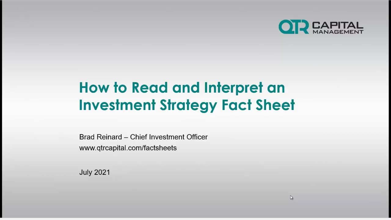 How to read an investment strategy fact sheet