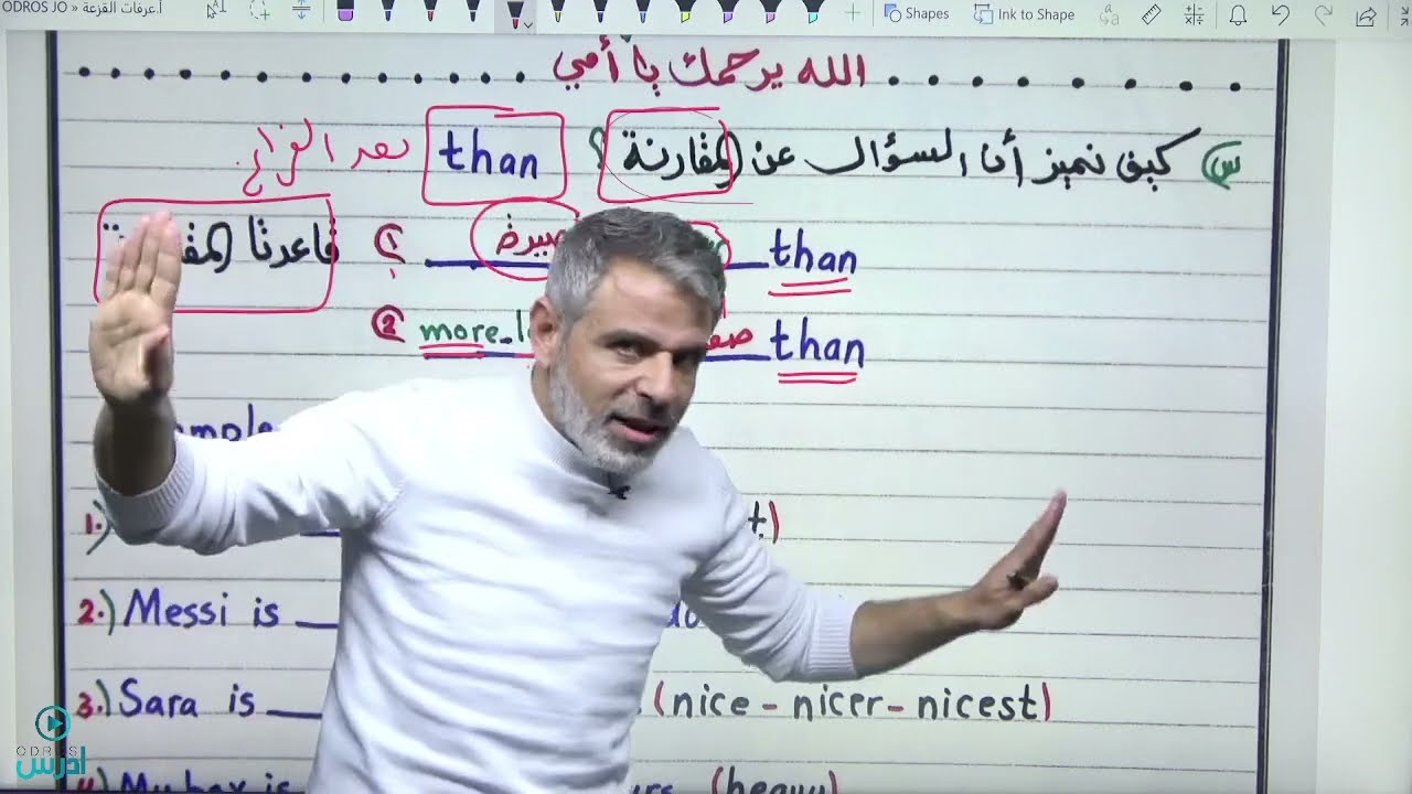 توجيهي قواعد الوحدة السادسة المقارنة والتفضيل( comparative and superlative) /  تسجيل البث المباشر
