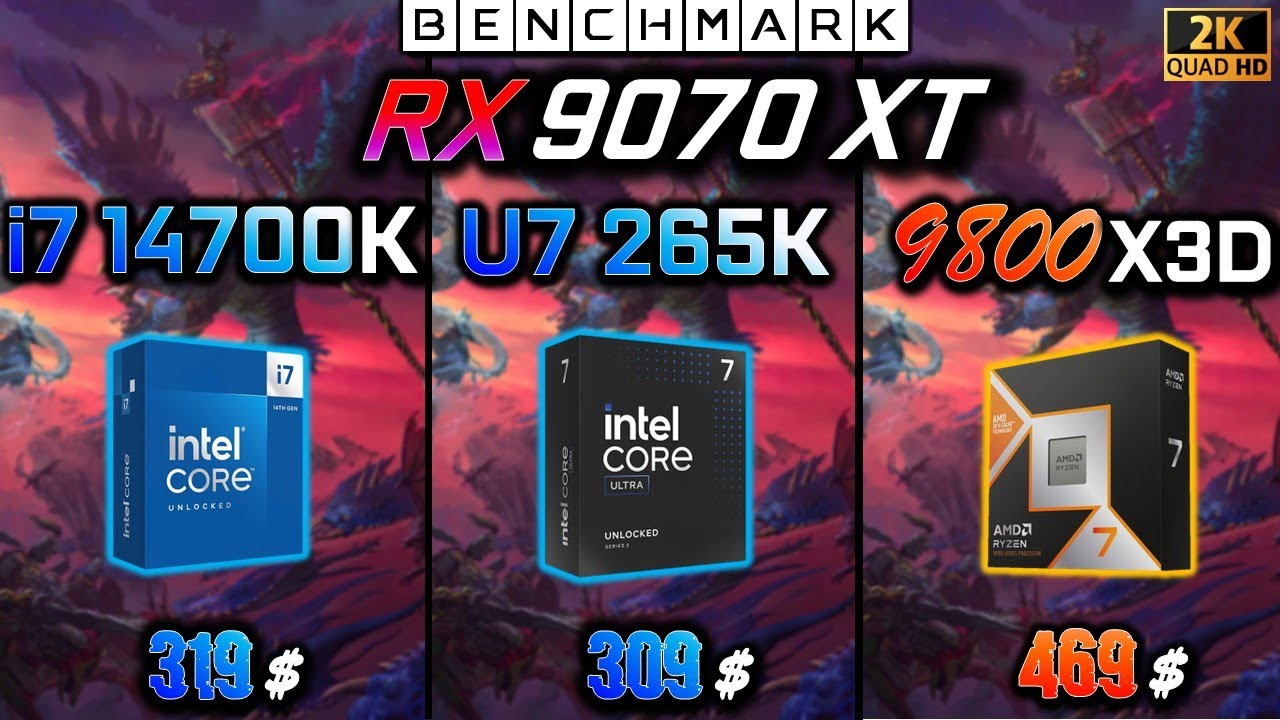 RX 9070 XT + Ryzen 9800X3D vs Intel i7 14700K vs Ultra 7 265K | Which CPU? Real Gameplay  (1440p)