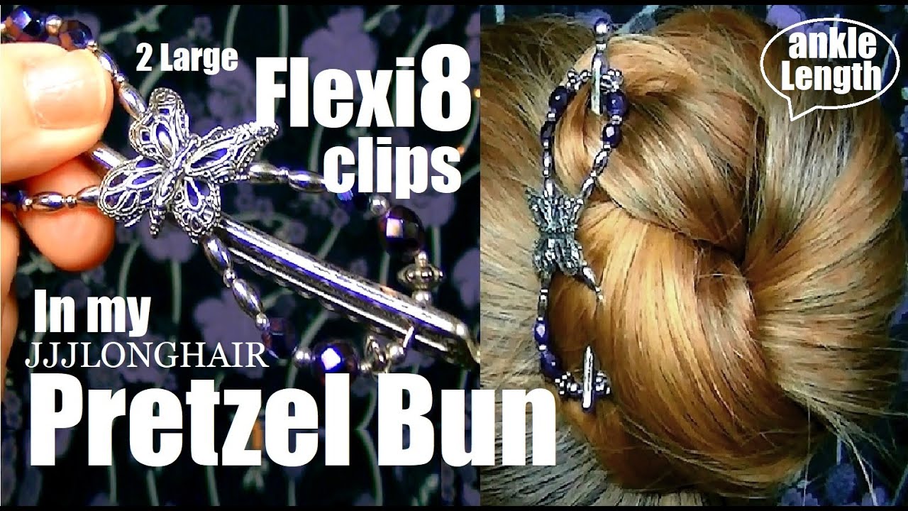 Flexi8 PRETZEL BUN -2 Large flexi8 clips 🦋 ANKLE LENGTH LONG HAIR