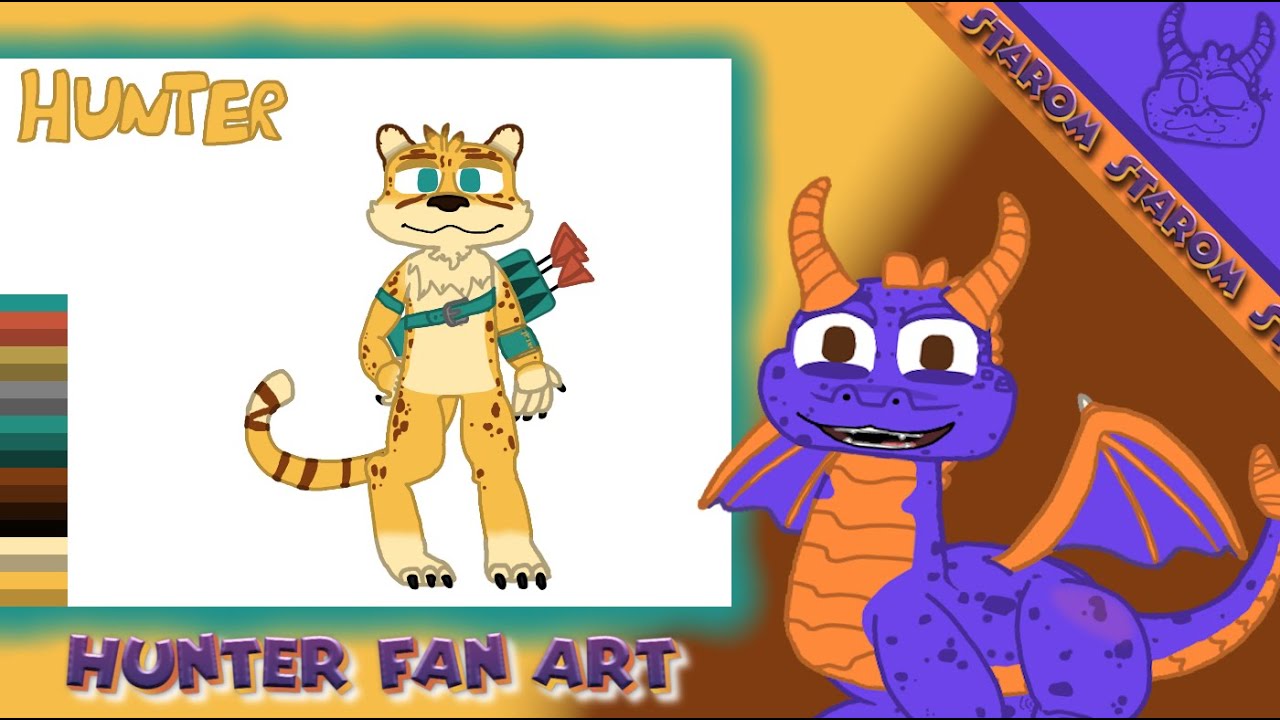 fan art of my favorite character, Hunter, from the game Spyro 2 Ripto's Rage!