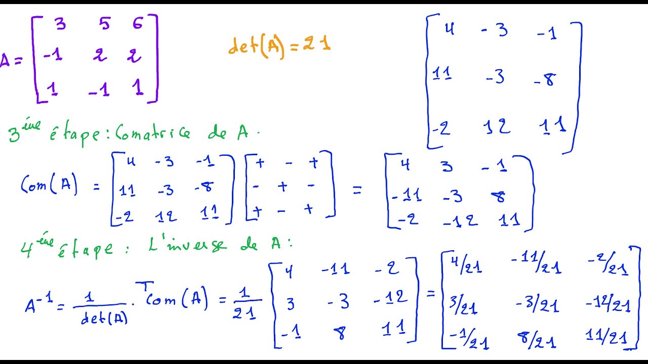 Comment calculer l'inverse d'une matrice 3x3