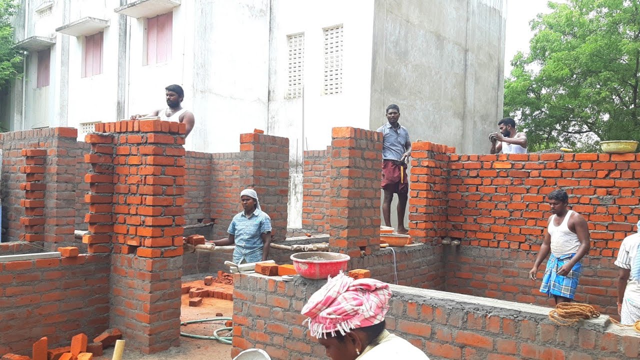 Lintel Wall Technique-Beautiful with 23x33 size house lintel level build  brick wall in Fast way