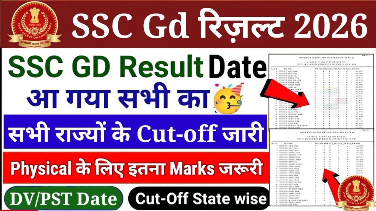 SSC Gd Result Date😱SSC GD Physical Date,SSC Gd Cutoff 2026🥰SSC Gd Safe Score✅SBI PO,Gd Cutoff😳SSC Gd