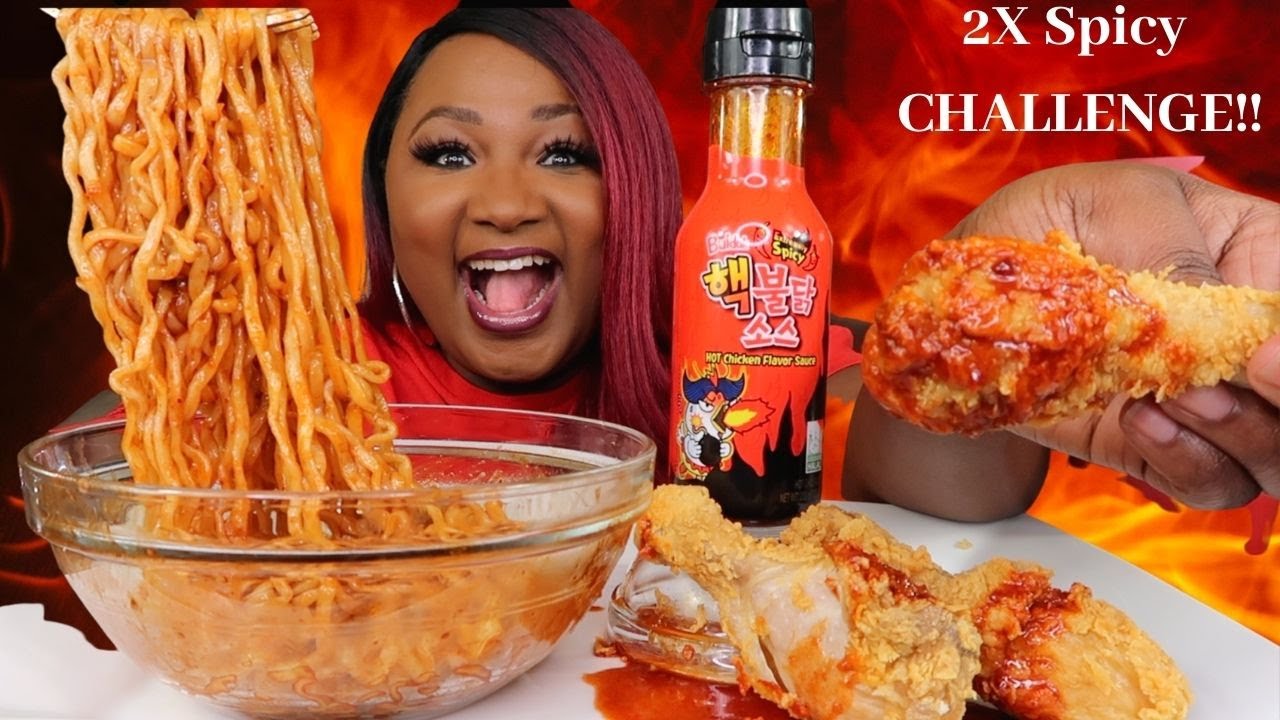 2x SPICY NOODLES + 3 2X SPICY CHICKEN LEGS IN 10 MINUTES CHALLENGE !! 먹방쇼  CUZZO AB
