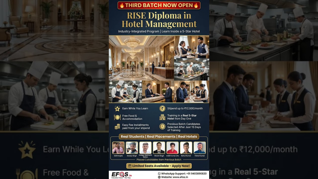 Hotel management 3rd Batch Starts Next Week! 🎓✨