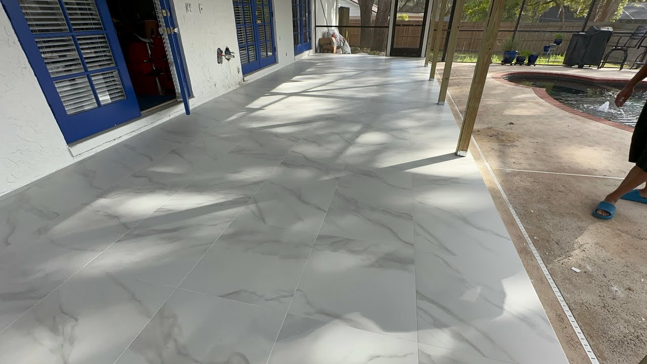 24x24 Back Porch Floor Tile Installation