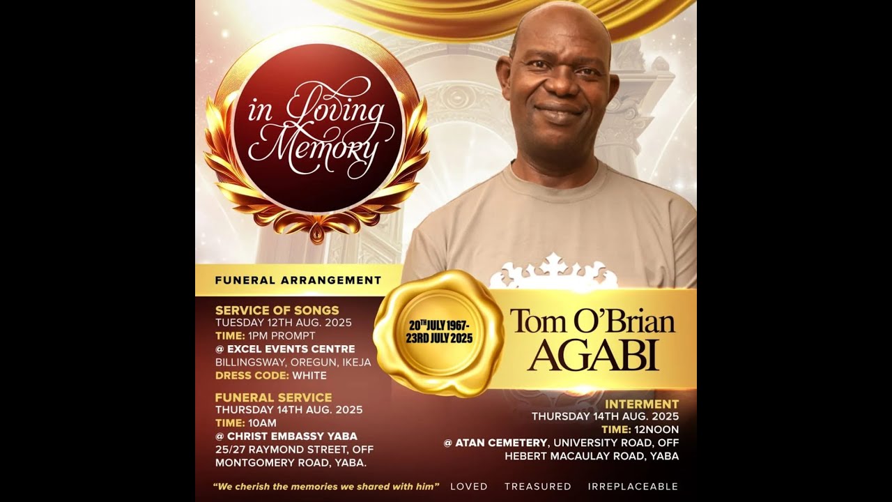 FUNERAL SERVICE  - TOM O'BRIAN AGABI