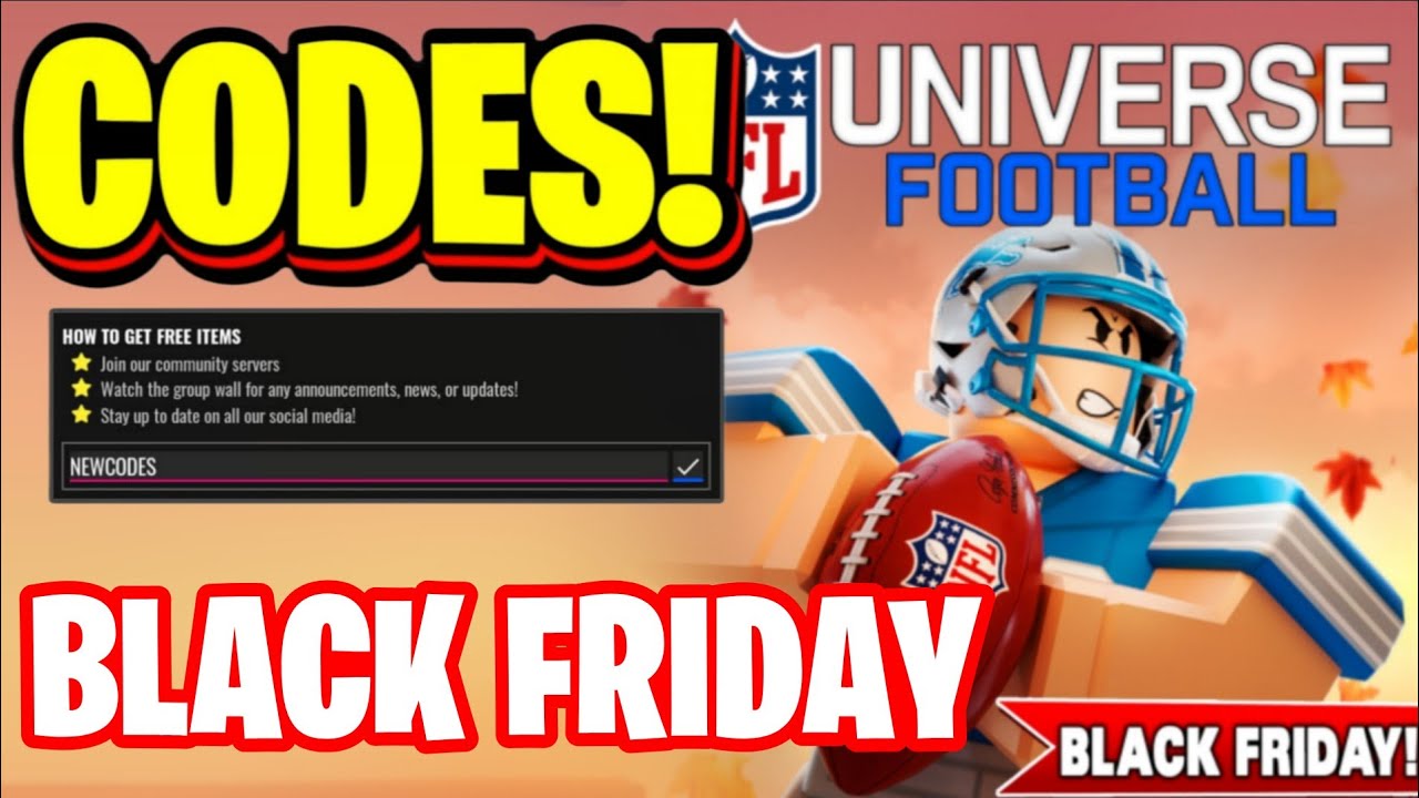 *EVENT* ALL BLACK FRIDAY UPDATE CODES FOR NFL UNIVERSE FOOTBALL! ROBLOX NFL UNIVERSE FOOTBALL CODES