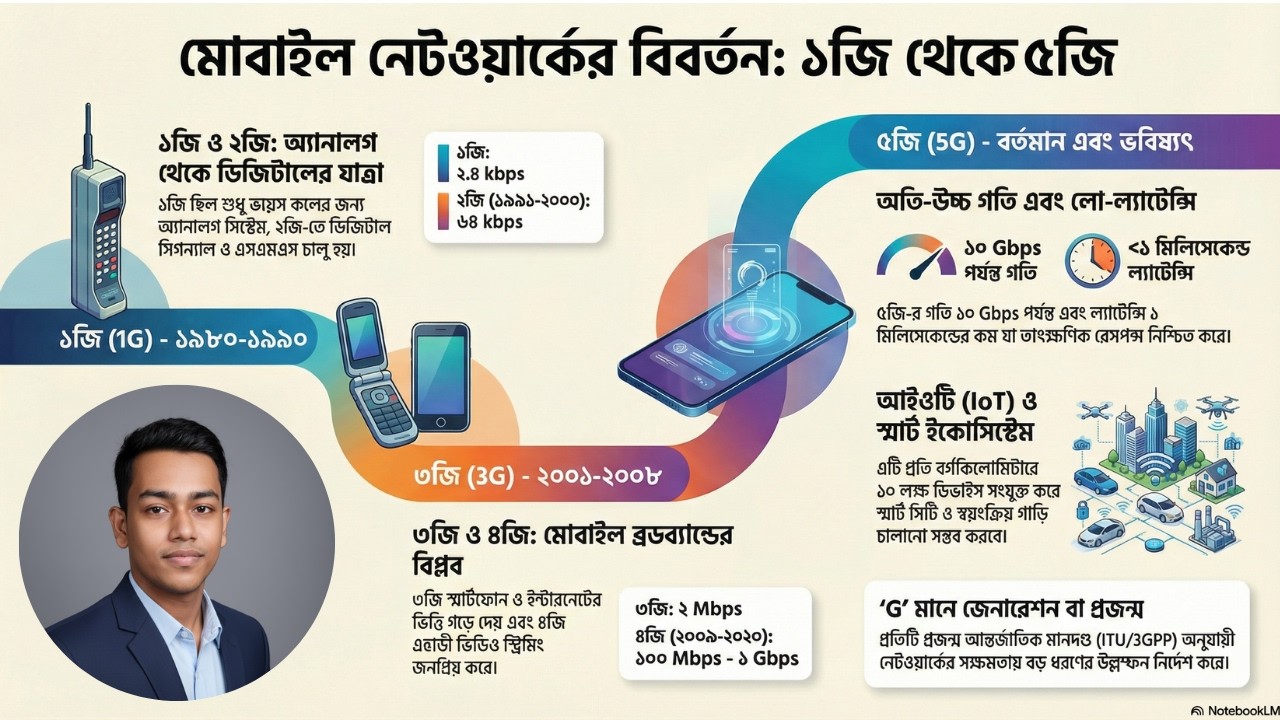 ইট ফোন থেকে 5G পর্যন্ত! 1G–5G নেটওয়ার্কের সম্পূর্ণ ইতিহাস ও তুলনা 🔥