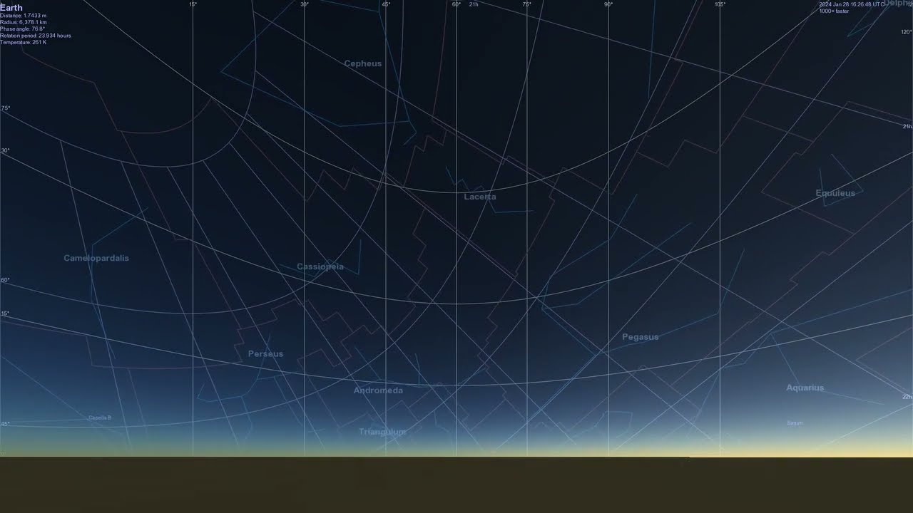 Celestia - days and nights from different viewing angles and positions