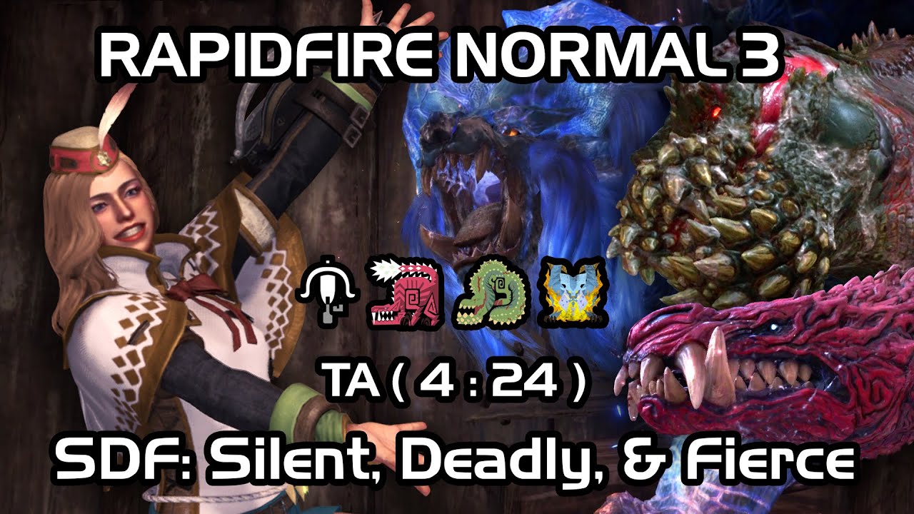 [MHW: IB] Lightbreak Gun LBG (Rapidfire Normal 3) vs SDF: Silent, Deadly, & Fierce. TA Rules (4:24)
