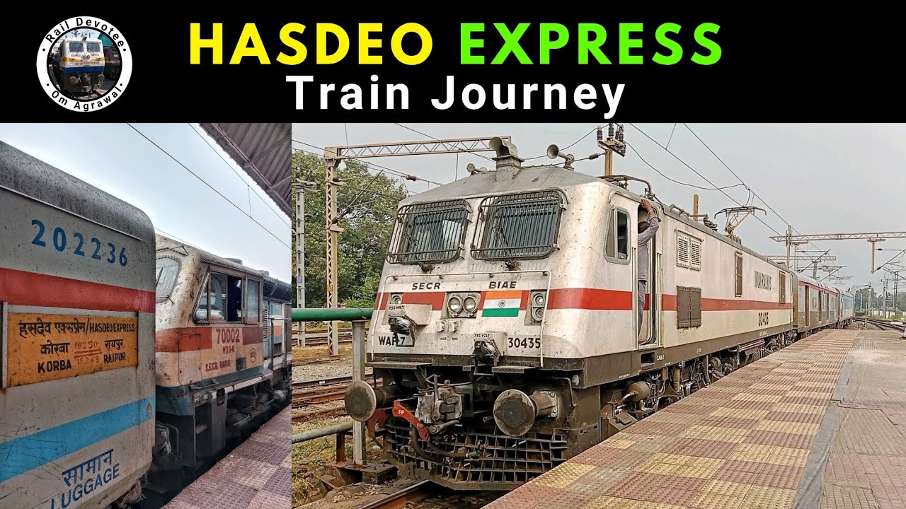 Korba - Raipur 18250 Hasdeo Express Train Journey Behind Bhilai ELS 30435 WAP-7 | #indianrailways