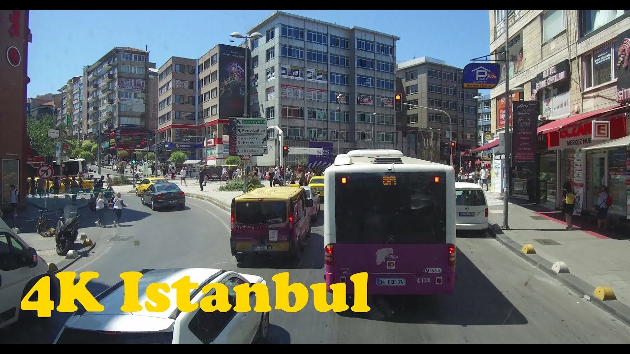 Istanbul bus ride. [4K]  Bagdat Caddesi - Kadikoy.