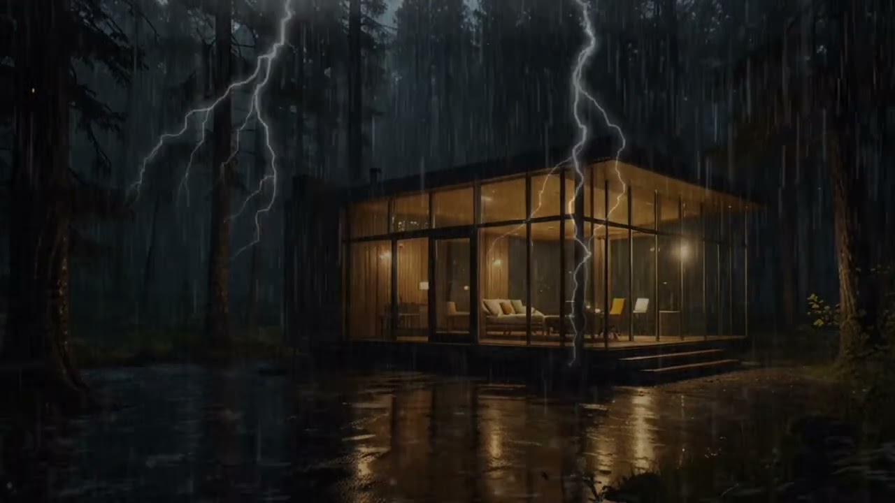 Warm Cabin Bedroom with Rainfall | Calming Ambience for Deep Rest