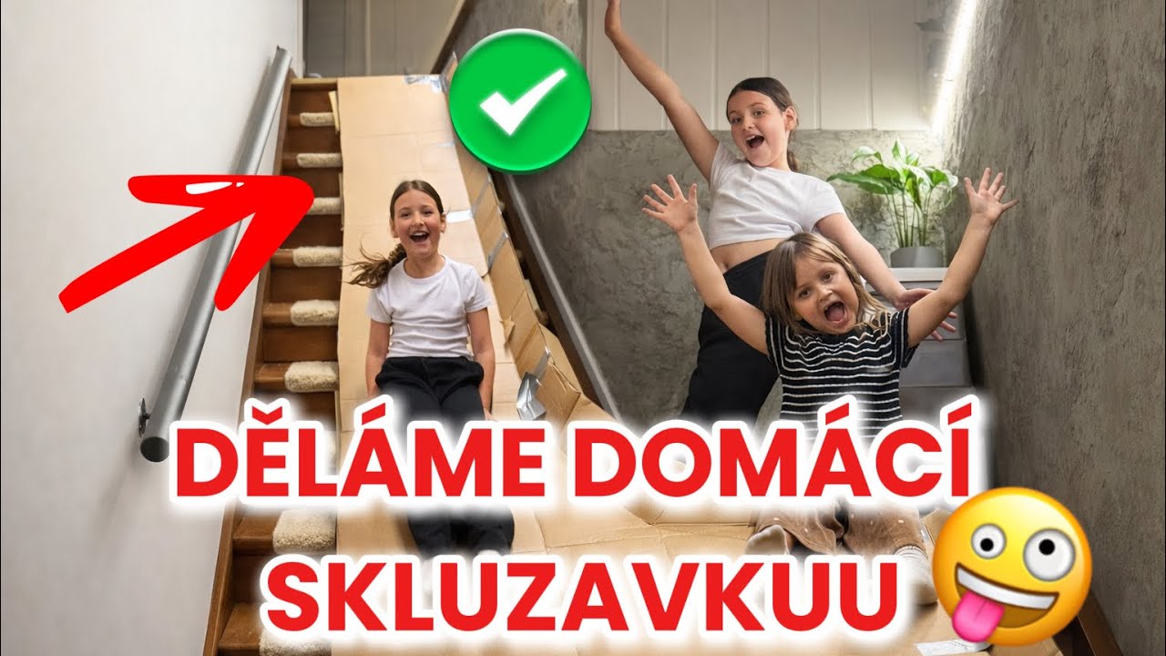 Postavili jsme OBŘÍ SKLUZAVKU ZE SCHODŮ 😱😱 byla to JÍZDA! + SOUTĚŽ 🩷