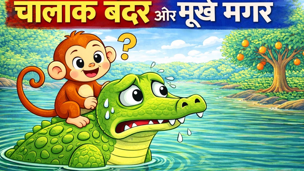 चालाक बंदर और मूर्ख मगर | Hindi moral stories