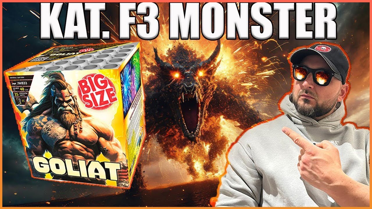 GOLIAT 48mm BIG SIZE Jorge Feuerwerksbatterie + One Shot 30mm Jorge, NV Fireworks LION KING 25mm.