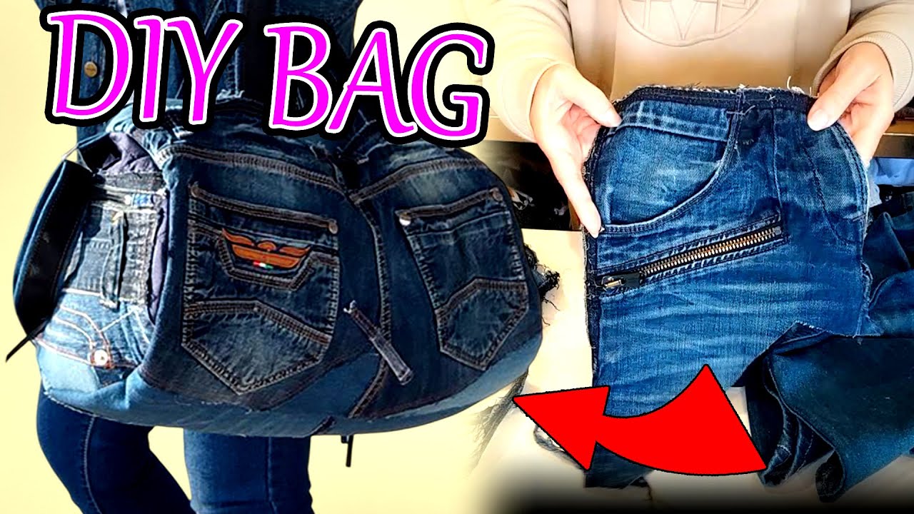 How To Sew Denim Barrel Bag from Jeans/DIY TUTORIAL #bags #denim #sewingtutorial