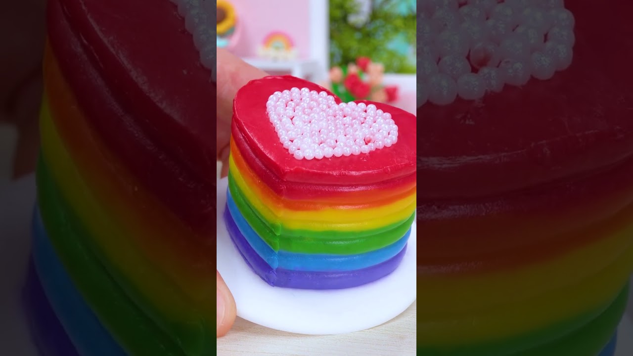 How To Bake Delicious Miniature Rainbow Buttercream Cake 🌈 Buttercream Cake Decorate #yumupminiature