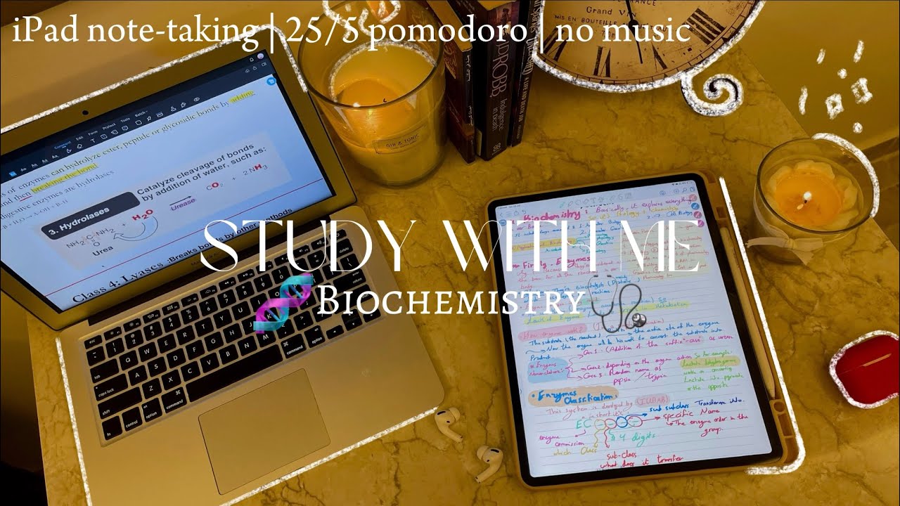 Study with me BIOCHEMISTRY 🧬| 6 hrs - 25/5 pomodoro - no music - fire crackling sounds