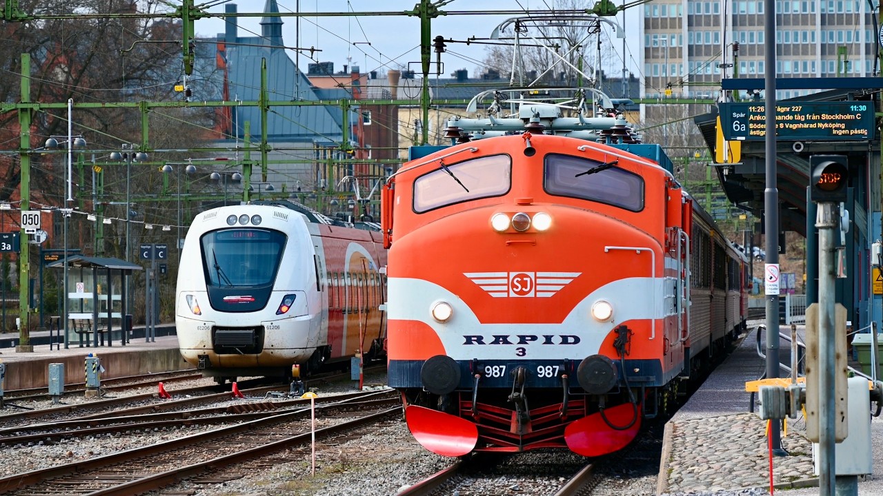 Railfanning in Norrköping - Rapid vintage locomotive, freight trains and X2000